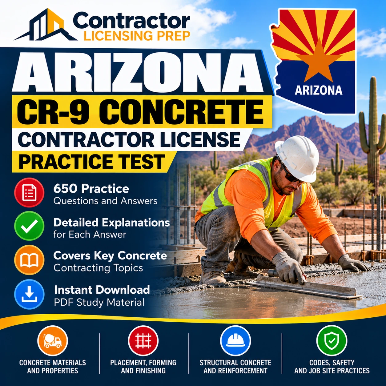 Arizona CR-9 Concrete Contractor Practice Test – 650 Questions and Answers