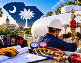 Arizona CR-39 Air Conditioning and Refrigeration Exam Study Guide featuring HVAC equipment and refrigeration tools