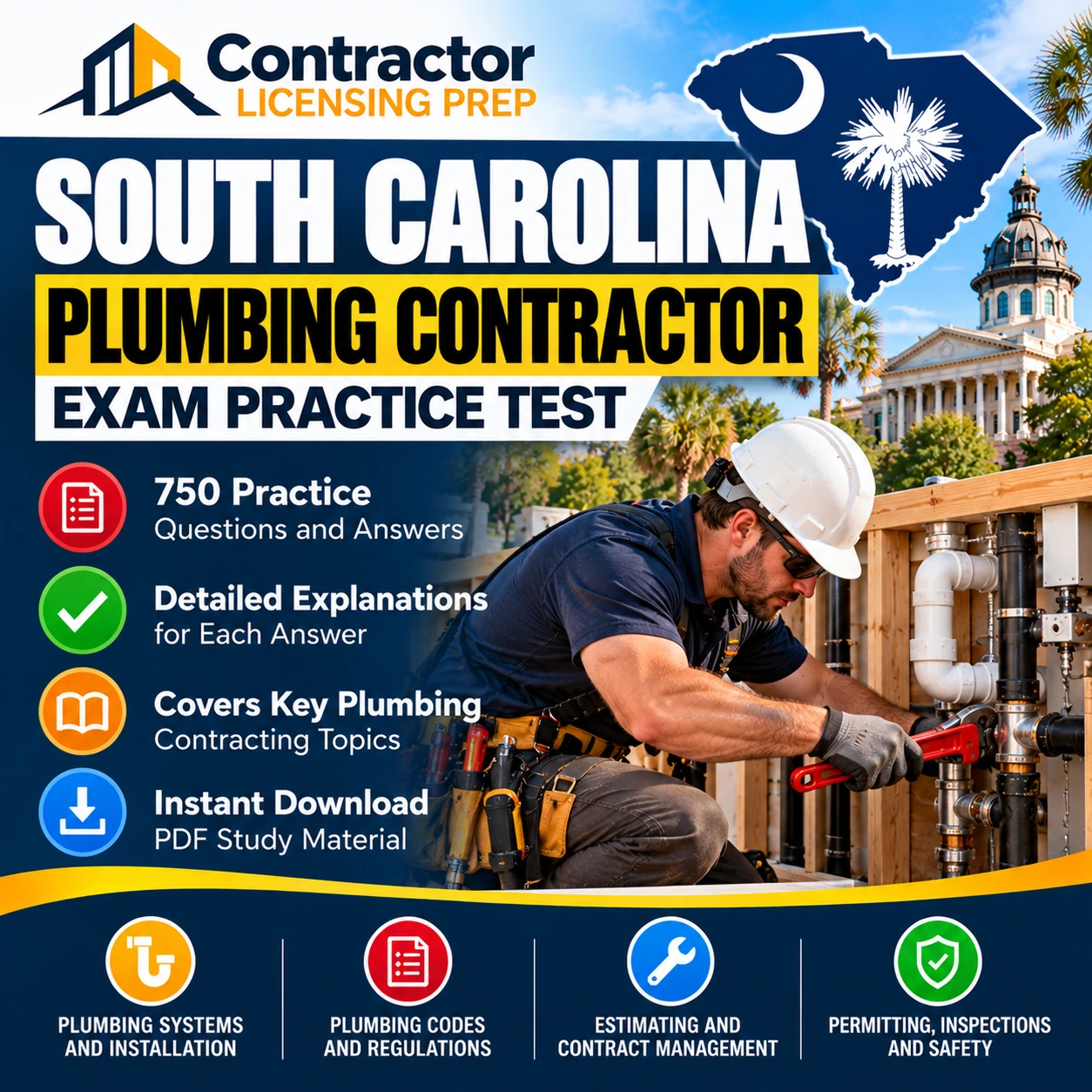 South Carolina Plumbing Contractor Practice Test – 750 Questions and Answers
